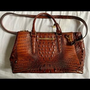 Rarely used reddish brown crocodile Brahmin bag.